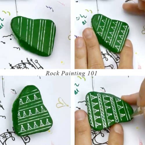 Green winter sweater rocks step by step