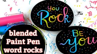 blended paint pen word rocks