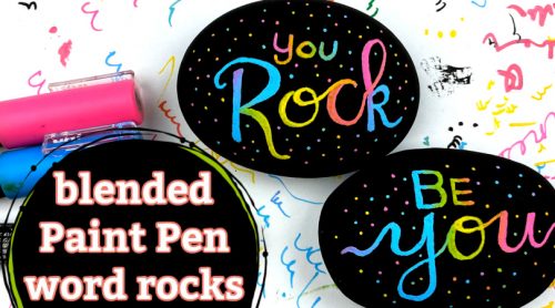 blended paint pen word rocks