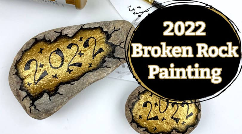 2022 New Years Rock Painting Design for Beginners