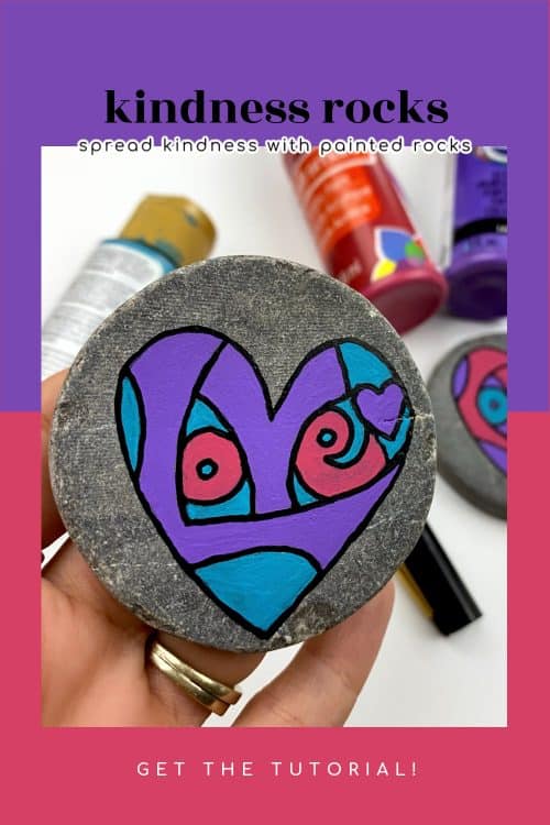 Kindness rock painted love heart design