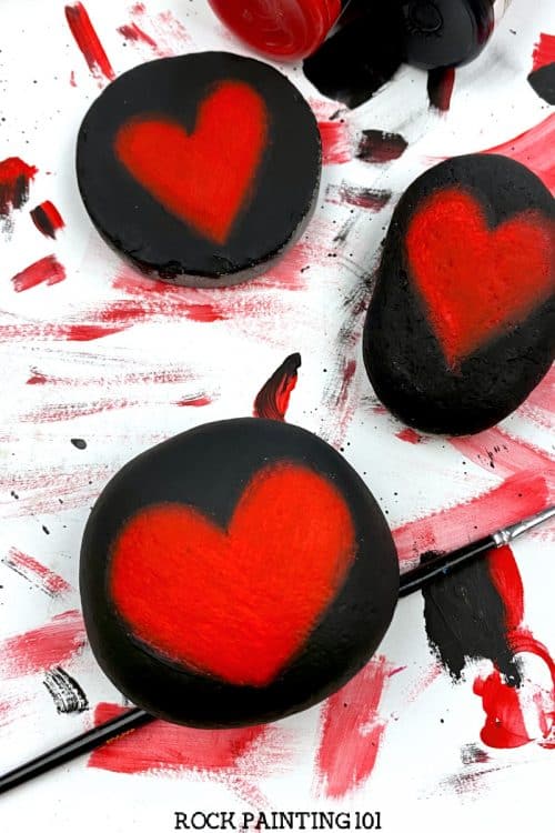black and red faded hearts