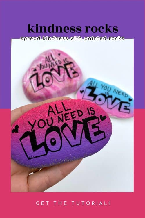 kindness rocks made with fun 3d lettering