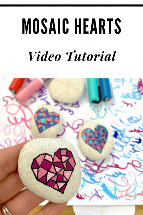 mosaic heart painted rocks video tutorial