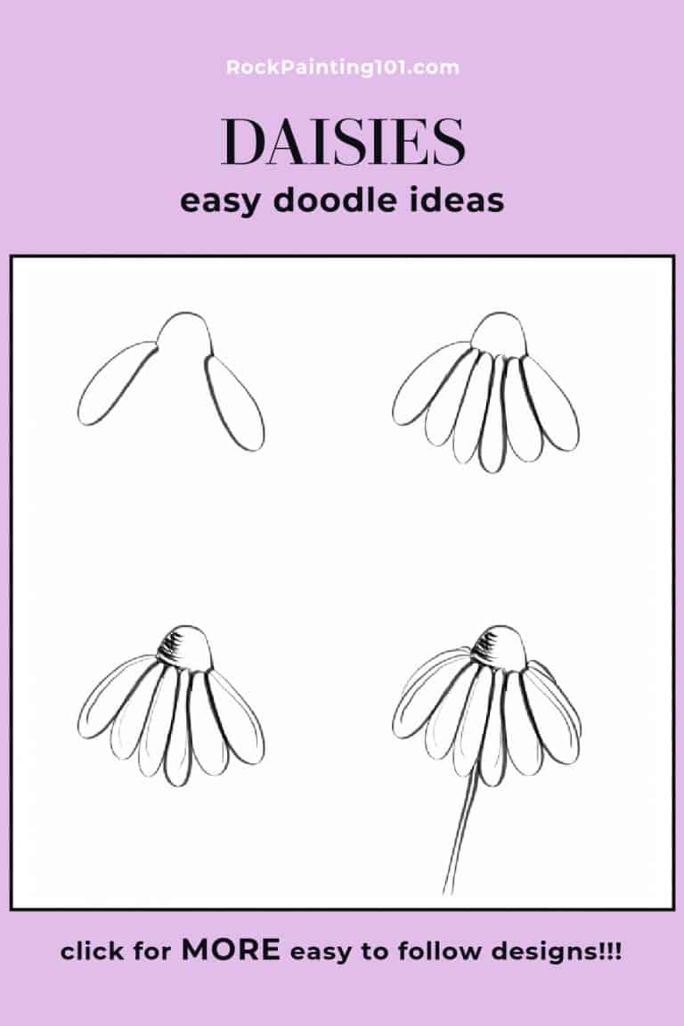 Daisy Drawing - How to Draw a Daisy - 4 Simple Daisy Doodles - Rock ...