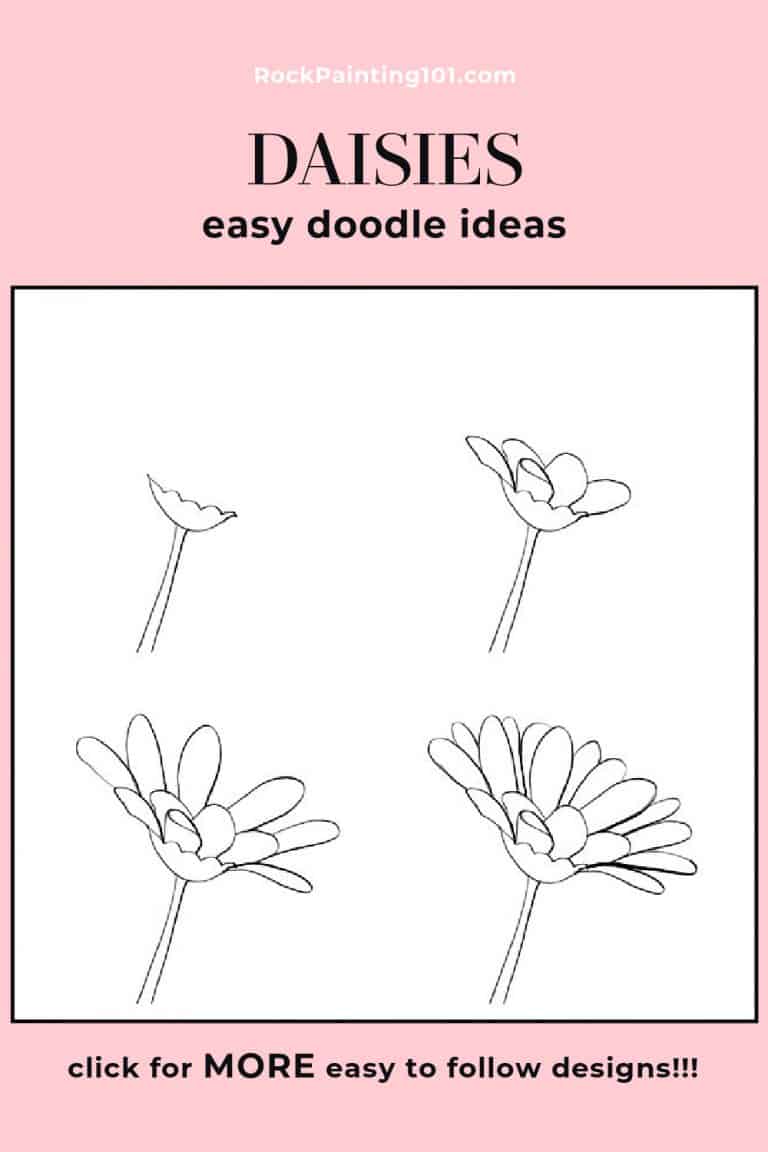 Daisy Drawing - How to Draw a Daisy - 4 Simple Daisy Doodles - Rock ...