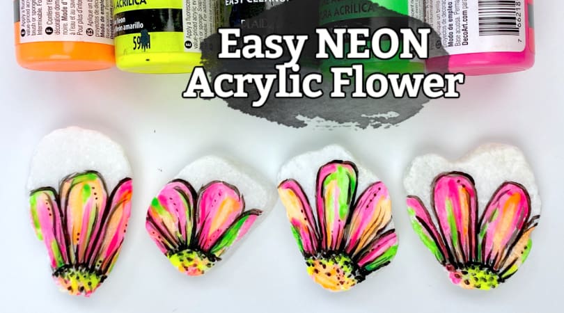Neon Acrylic Flower Paintings Easy for Beginners