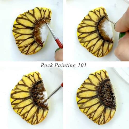 how to paint a sunflower steps 5-8