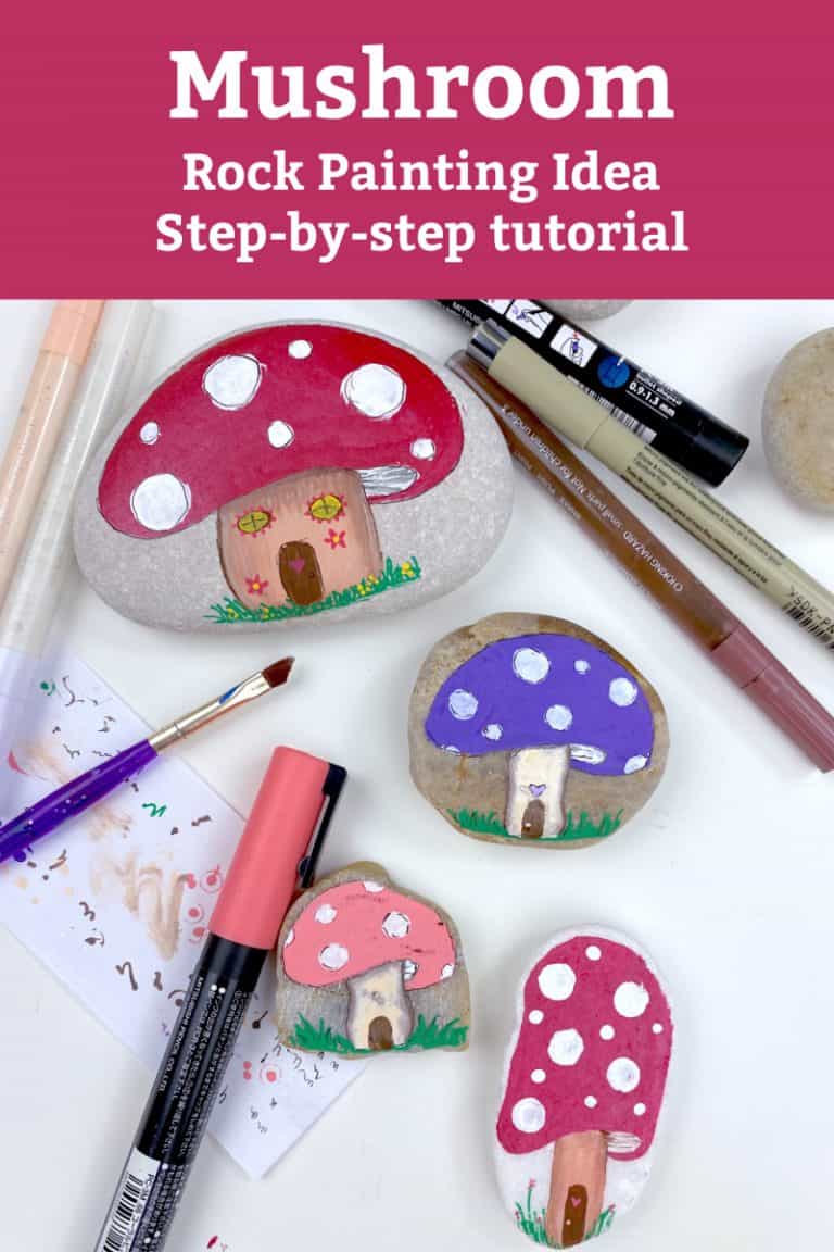 Cute Mushroom House Painting Mushroom Painting for Beginners Rock