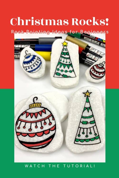Christmas rock painting idea for beginners