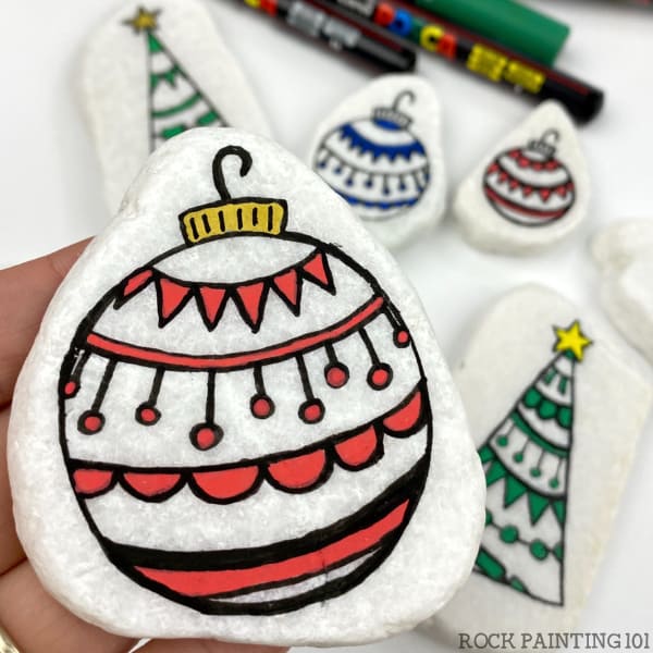 Line Art Christmas Designs for Painted Rocks and More! - Rock Painting 101