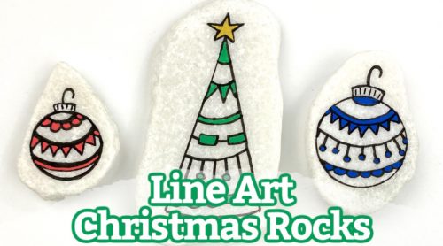 lined christmas painted stones