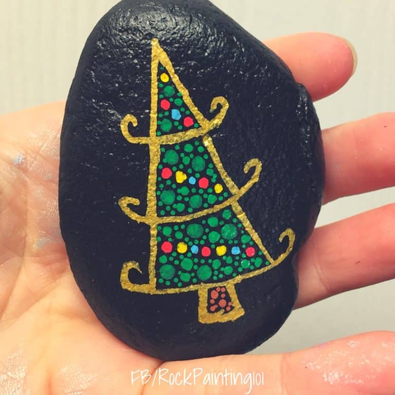 10 Painted Christmas Trees on rocks Easy Designs for Beginners Rock