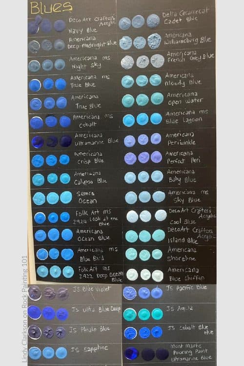 blue acrylic paint samples