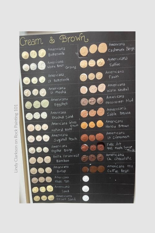 cream and browns and skin tones acrylic paint samples