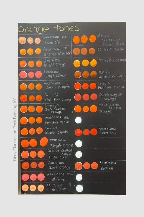 orange acrylic paint samples