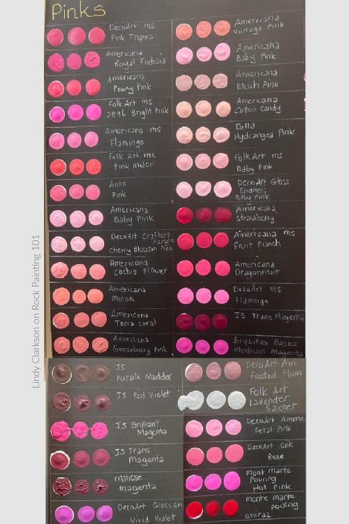 pink acrylic paint samples