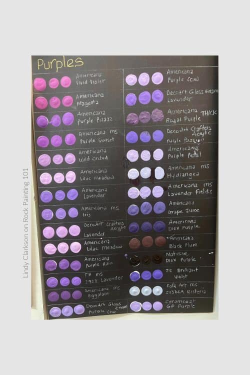 purple acrylic paint samples