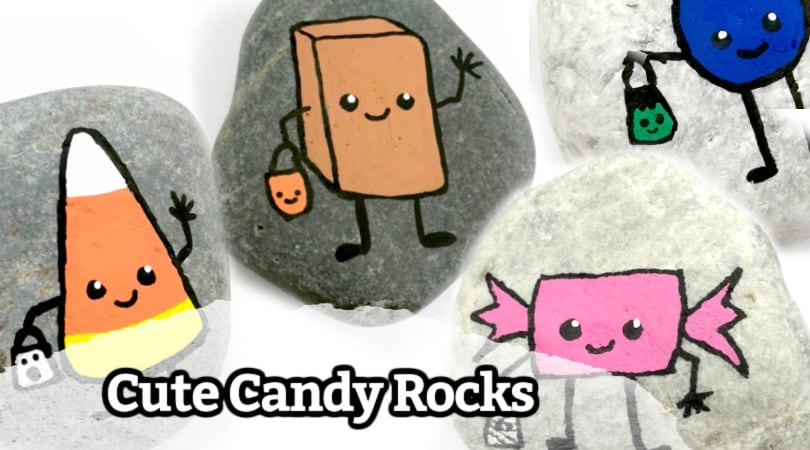 How to Paint Cute Candy Trick or Treat Rocks